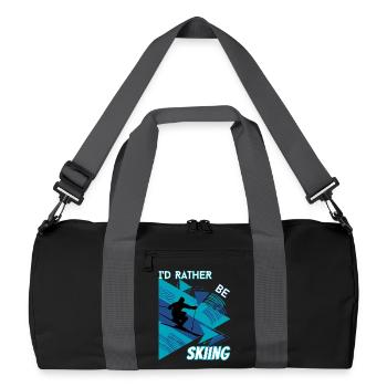I'd Rather Ski - Ski Wintersportler Skifahrer - Recycelte Duffel Bag - Schwarz/Graphitgrau - Vorne