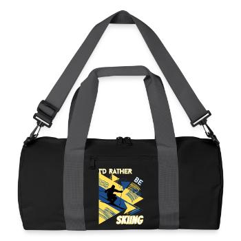 I'd Rather Ski - Ski Wintersportler Skifahrer - Recycelte Duffel Bag - Schwarz/Graphitgrau - Vorne