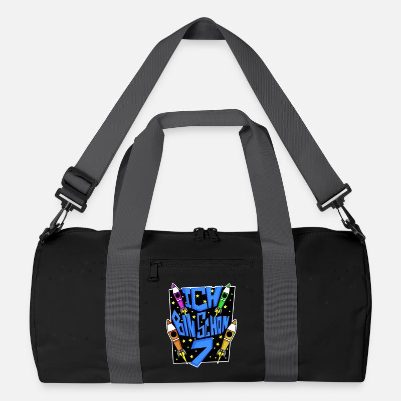 7 Geburtstag Junge Astronaut Rakete - sieben Jahre - Recycelte Duffel Bag - Schwarz/Graphitgrau