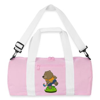 Bear Field Hockey Field Hockey Stick - Recycled Duffel Bag - pink/white - Front