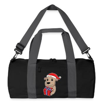Ours avec chapeau de Père Noël - Noël - Sac de sport recyclé - noir/gris graphite - Devant