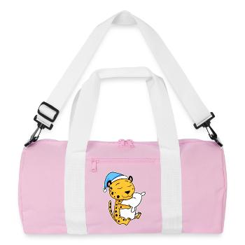 Guépard avec oreiller et bonnet de nuit - Sac de sport recyclé - rose/blanc - Devant