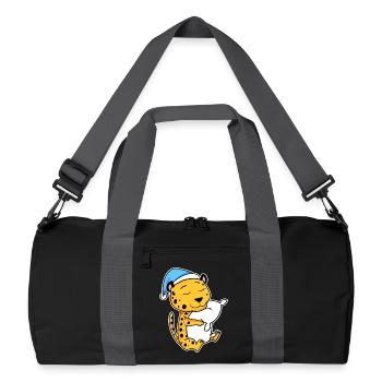 Guépard avec oreiller et bonnet de nuit - Sac de sport recyclé - noir/gris graphite - Devant