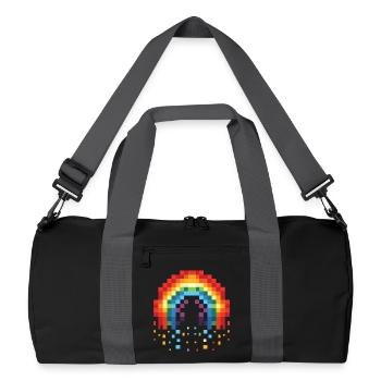 Pixel Art Rainbow 8-Bit Retro - Recycled Duffel Bag - black/graphite grey - Front