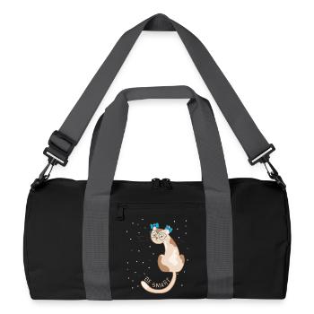 Katze, be smart - Recycelte Duffel Bag - Schwarz/Graphitgrau - Vorne