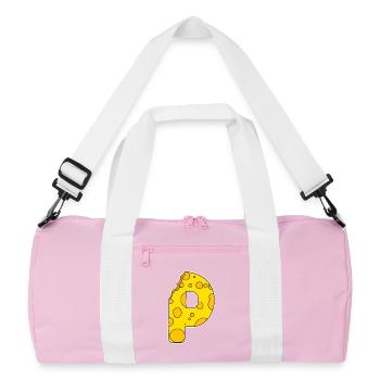 Buchstabe P - Anfangsbuchstabe P - Käse Motiv - Recycelte Duffel Bag - Rosa/Weiß - Vorne