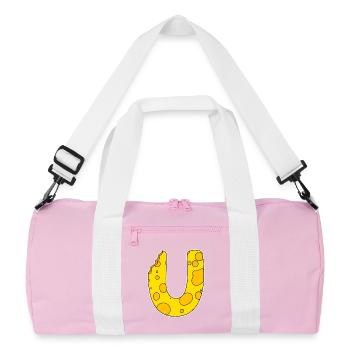 Buchstabe U - Anfangsbuchstabe U - Käse Motiv - Recycelte Duffel Bag - Rosa/Weiß - Vorne