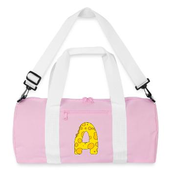 Lettre A - Lettre initiale A - Motif Fromage - Sac de sport recyclé - rose/blanc - Devant