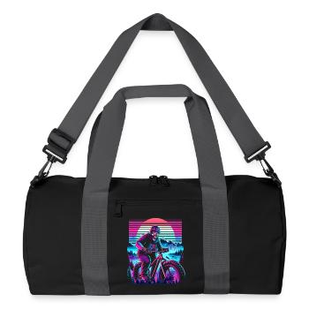 Synthwave Skelett Biker Fatbike Retro Sunset - Recycelte Duffel Bag - Schwarz/Graphitgrau - Vorne