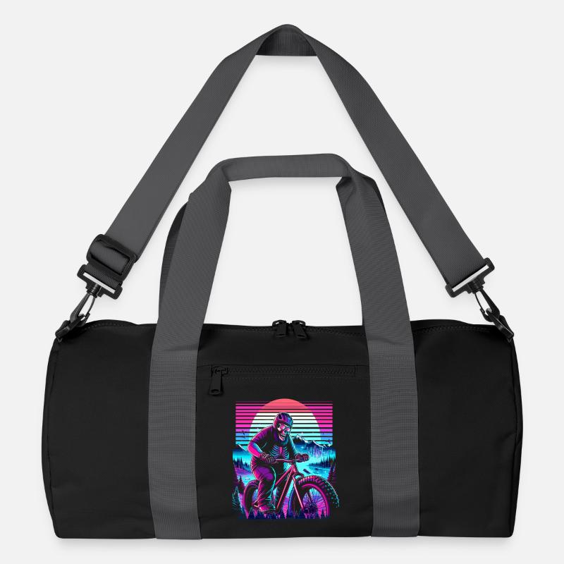 Synthwave Skelett Biker Fatbike Retro Sunset Recycelte Duffel Bag