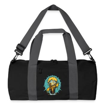 Foamy Beer Splash Grafik - Recycelte Duffel Bag - Schwarz/Graphitgrau - Vorne