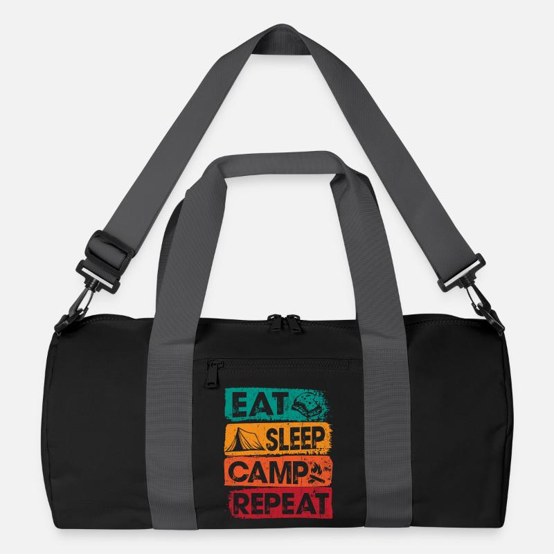 Eat Sleep Camp Repeat im Freien Recycelte Duffel Bag