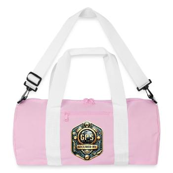 GPS Anti Diebstahl Aufkleber Carbon-Gold - Recycelte Duffel Bag - Rosa/Weiß - Vorne