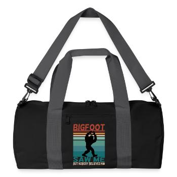 Bigfoot lustiger Spruch Retro Background - Recycelte Duffel Bag - Schwarz/Graphitgrau - Vorne