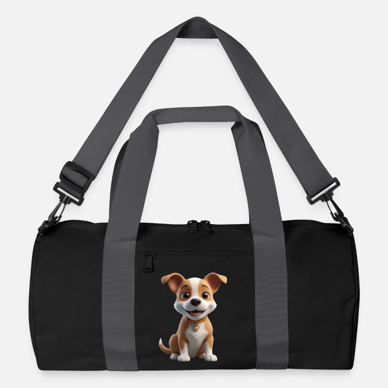 Süßes Hündchen mit Herzchen - Recycelte Duffel Bag - Schwarz/Graphitgrau