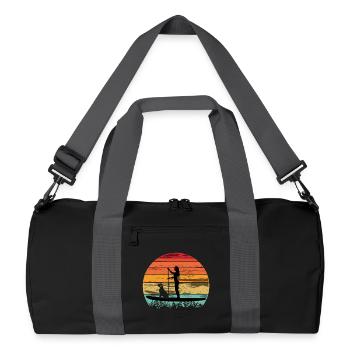 Paddleboarding with dog - Paddleboarding Tee - Recycelte Duffel Bag - Schwarz/Graphitgrau - Vorne