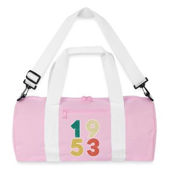 1953 - Born 1953 - Built in 1953 - Recycled Duffel Bag - pink/white - Front