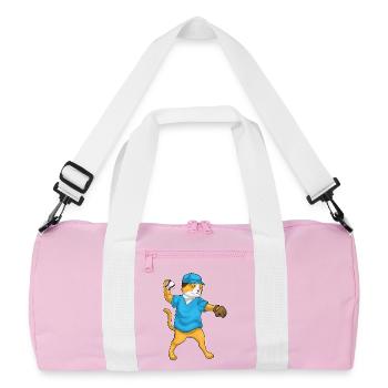 Cat Baseball Baseball Glove Sports - Recycled Duffel Bag - pink/white - Front