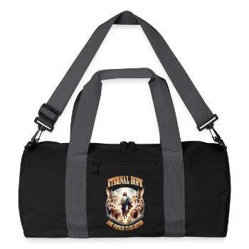 Ewige Hoffnung Jesus Christus Motiv - Recycelte Duffel Bag - Schwarz/Graphitgrau - Vorne