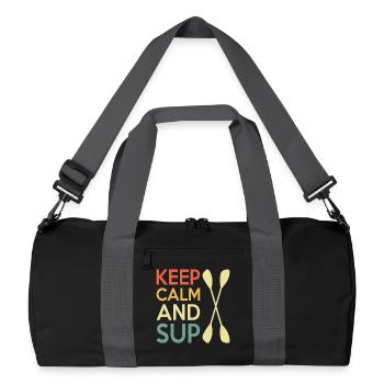 Casual Paddleboard Quote Design - Recycled Duffel Bag - black/graphite grey - Front