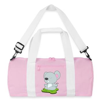 Mouse Yoga Fitness Meditation - Recycled Duffel Bag - pink/white - Front