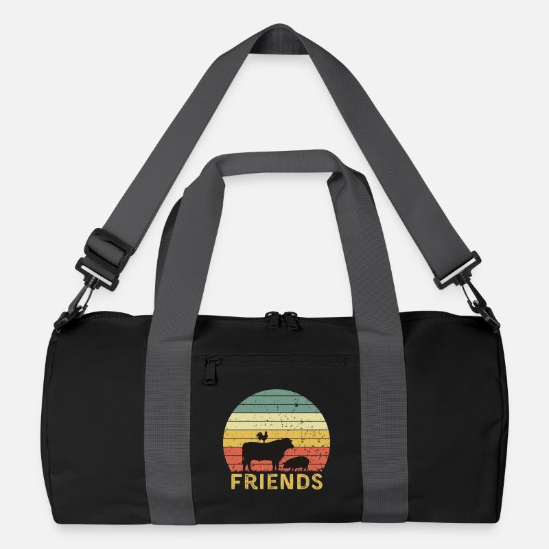 Conception d’amitié d’animaux de basse-cour - Sac de sport recyclé - noir/gris graphite