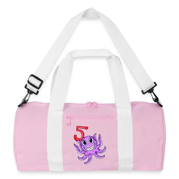 5th Birthday Motif Octopus - Five Years Old - Recycled Duffel Bag - pink/white - Front