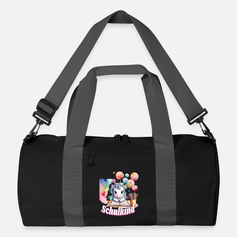 Schoolchild Unicorn Colored Balloons - Recycled Duffel Bag - black/graphite grey