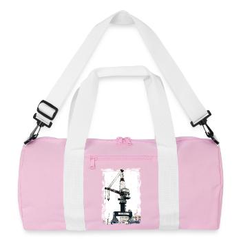 Rostock Port Liebherrr Kran - Recycelte Duffel Bag - Rosa/Weiß - Vorne