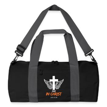 Religious symbolism with angel wings - Recycled Duffel Bag - black/graphite grey - Front