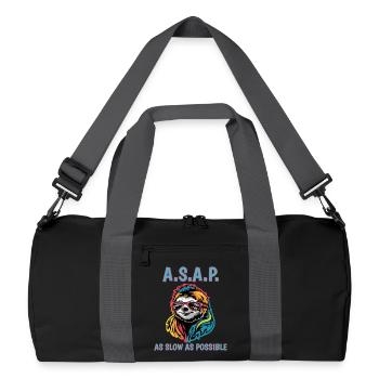 ASAP As Slow As Possible Cool Sloth Fun Quote - Recycled Duffel Bag - black/graphite grey - Front