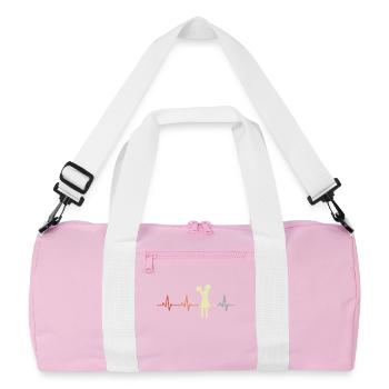 Cheerleader Heart Line - Recycled Duffel Bag - pink/white - Front