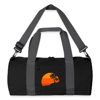 Sunset Palm Trees Retro Tropical Vibes - Recycled Duffel Bag - black/graphite grey - Front