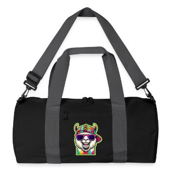 Cool Alpaca with Colorful Sunglasses and Cap - Recycled Duffel Bag - black/graphite grey - Front