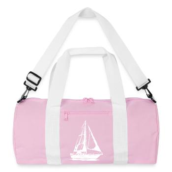 Sailboat Drawing - Recycled Duffel Bag - pink/white - Front