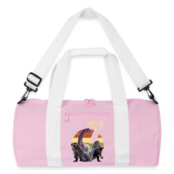 Coole Dinosaurier 7 Jahre 7. Geburtstag Geschenk - Recycelte Duffel Bag - Rosa/Weiß - Vorne