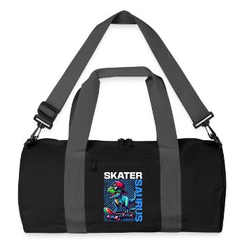 Skater Saurus Cool T-Rex Dinosaurier Skateboarder - Recycelte Duffel Bag - Schwarz/Graphitgrau - Vorne
