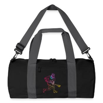 Dessin d’un joueur de crosse - Sac de sport recyclé - noir/gris graphite - Devant