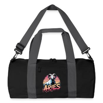 Aries Horoscope Astrology Sign Vintage Design. - Recycled Duffel Bag - black/graphite grey - Front