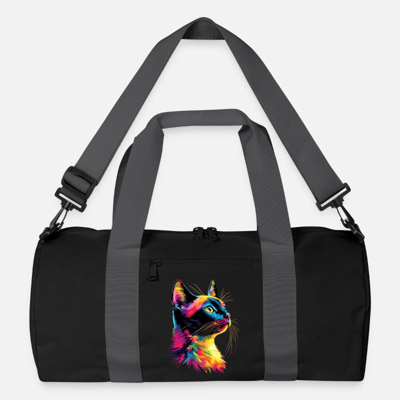 Katze Bunt Regenbogen Farben Popart Cat Mom Katzen Recycelte Duffel Bag
