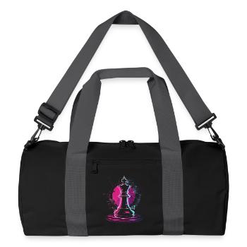 Schachfigur Steampunk Look - Recycelte Duffel Bag - Schwarz/Graphitgrau - Vorne
