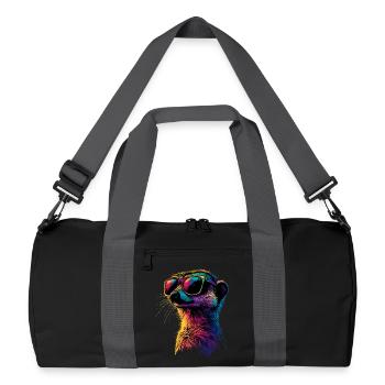 Erdmännchen Sonnenbrille Bunt Süßes Erdmännchen - Recycelte Duffel Bag - Schwarz/Graphitgrau - Vorne