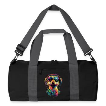 Erdmännchen Sonnenbrille Bunt Süßes Erdmännchen - Recycelte Duffel Bag - Schwarz/Graphitgrau - Vorne