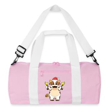 Cloches de Noël Vache Noël - Sac de sport recyclé - rose/blanc - Devant