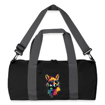 Fuchs DJ Kopfhörer Bunt Regenbogen Musik Füchse - Recycelte Duffel Bag - Schwarz/Graphitgrau - Vorne