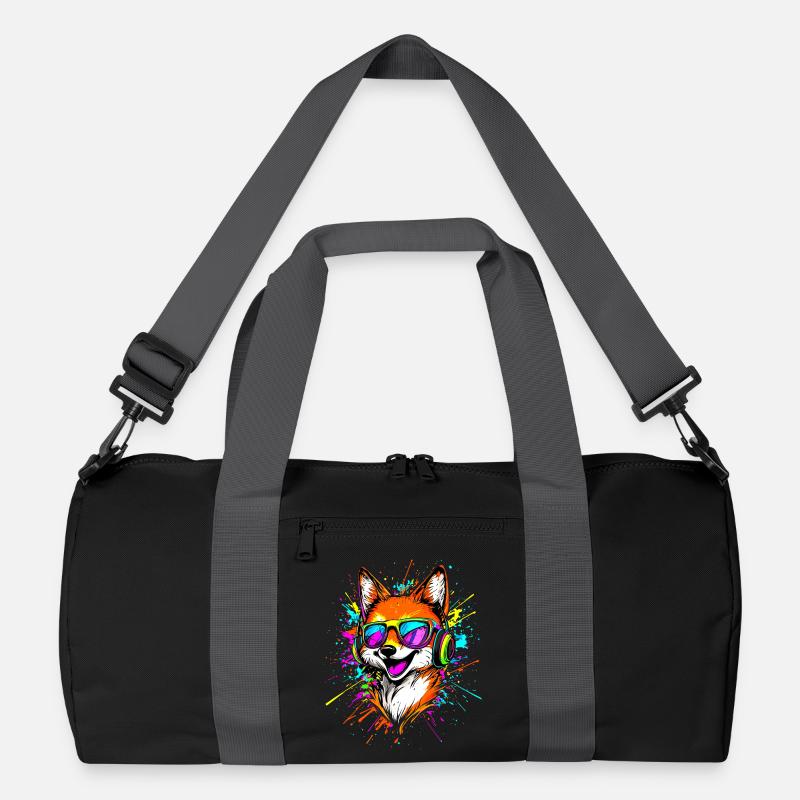 Fuchs DJ Kopfhörer Bunt Regenbogen Musik Füchse Recycelte Duffel Bag