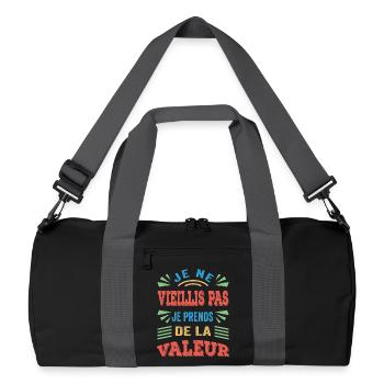 Humor und Wert originelles Geburtstagsgeschenk - Recycelte Duffel Bag - Schwarz/Graphitgrau - Vorne