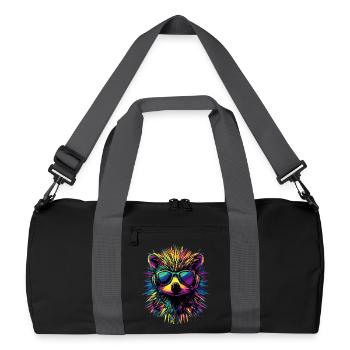 Igel Popart Kopfhörer Sonnenbrille Bunt Süßer Igel - Recycelte Duffel Bag - Schwarz/Graphitgrau - Vorne