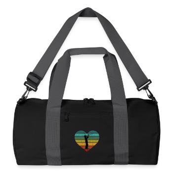 Posaunist Silhouette Posaune Retro Herz - Recycelte Duffel Bag - Schwarz/Graphitgrau - Vorne