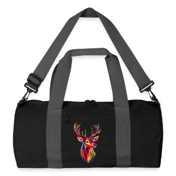Deer, Antlers, Hunting, Deer, Reindeer, Red Deer, Hunter - Recycled Duffel Bag - black/graphite grey - Front